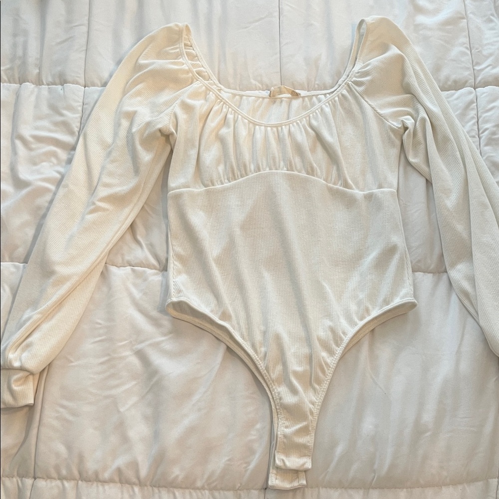 Altar'd State White Long Sleeve Bodysuit